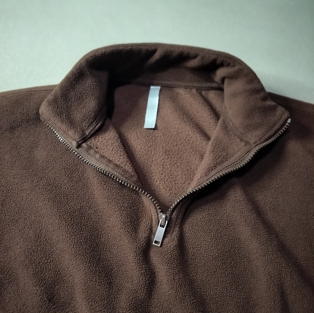Fabletics Women's Brown Half-Zip Croped  Sweater Mock Neck Sz S. - Picture 6 of 8
